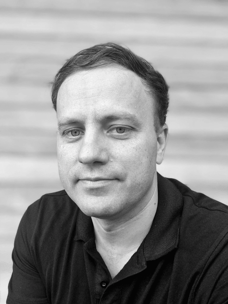 a man in a black shirt