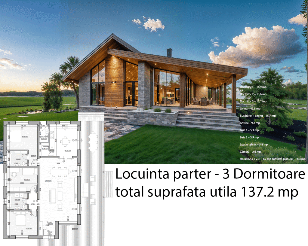 exemplu casă parter realizat de UP Studio Project